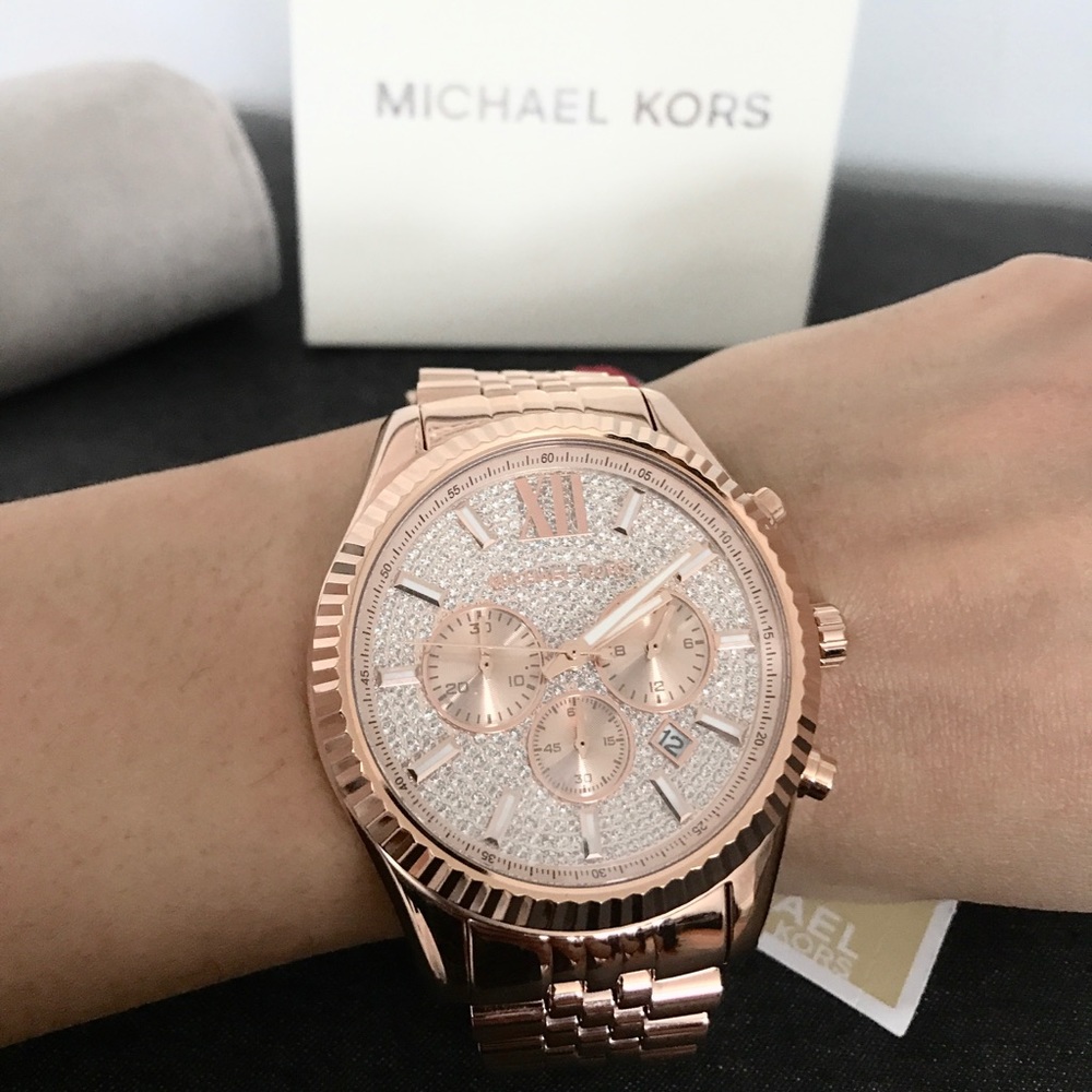 MK Lexington Crystal Pave Chronograph Watch - Picture 4 of 6